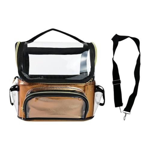 Fenteer Transparenter Make-up-Pinselhalter, Make-up-Etui mit verstellbarer Trennwand, professioneller Make-up-Organizer, Make-up-Pinseltasche für Mädchen und, Golden von Fenteer