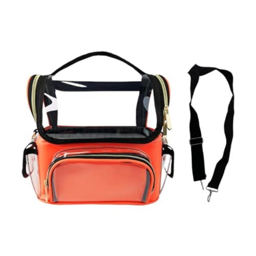 Fenteer Transparenter Make-up-Pinselhalter, Make-up-Etui mit verstellbarer Trennwand, professioneller Make-up-Organizer, Make-up-Pinseltasche für Mädchen und, Orange Rot von Fenteer