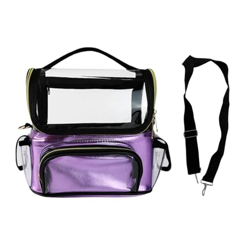 Fenteer Transparenter Make-up-Pinselhalter, Make-up-Etui mit verstellbarer Trennwand, professioneller Make-up-Organizer, Make-up-Pinseltasche für Mädchen und, Violett von Fenteer
