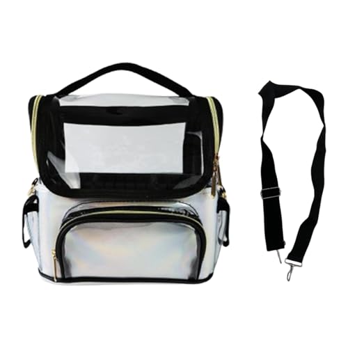 Fenteer Transparenter Make-up-Pinselhalter, Make-up-Etui mit verstellbarer Trennwand, professioneller Make-up-Organizer, Make-up-Pinseltasche für Mädchen und, Weiß von Fenteer