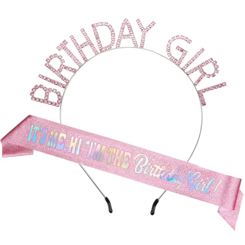 Fenyor7i Geburtstagsgeschenke für Frauen - "IT'S ME. HI, I'M THE Birthday Girl" Rosa Geburtstag Mädchen Schärpe & Tiara Set - Geburtstagsdekorationen Strass Geburtstag Mädchen Stirnband Fenyor7i Geburtstagsgeschenke für Frauen - "IT'S ME. HI, I'M THE Birthday Girl" Rosa Geburtstag Mädchen Schärpe & Tiara Set - Geburtstagsdekorationen Strass Geburtstag Mädchen Stirnband von Fenyor7i