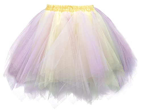 FEOYA Damen Kurz Retro Petticoat Rock Ballett Blase 50er Tutu Unterrock Tütü Abschlussball Tanzkleid Party Minirock Tüllrock von FEOYA