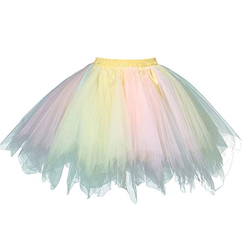 FEOYA Damen Kurz Retro Petticoat Rock Ballett Blase 50er Tutu Unterrock Tütü Abschlussball Tanzkleid Party Minirock Tüllrock von FEOYA