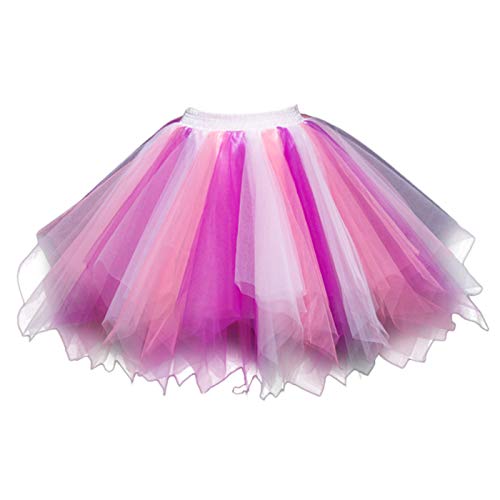 FEOYA Damen Kurz Retro Petticoat Rock Ballett Blase 50er Tutu Unterrock Tütü Abschlussball Tanzkleid Party Minirock Tüllrock von FEOYA