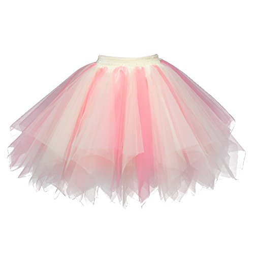 FEOYA Damen Kurz Retro Petticoat Rock Ballett Blase 50er Tutu Unterrock Tütü Abschlussball Tanzkleid Party Minirock Tüllrock von FEOYA