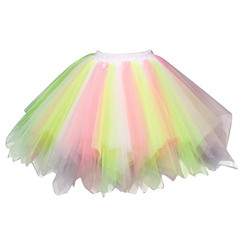 FEOYA Damen Kurz Retro Petticoat Rock Ballett Blase 50er Tutu Unterrock Tütü Abschlussball Tanzkleid Party Minirock Tüllrock von FEOYA