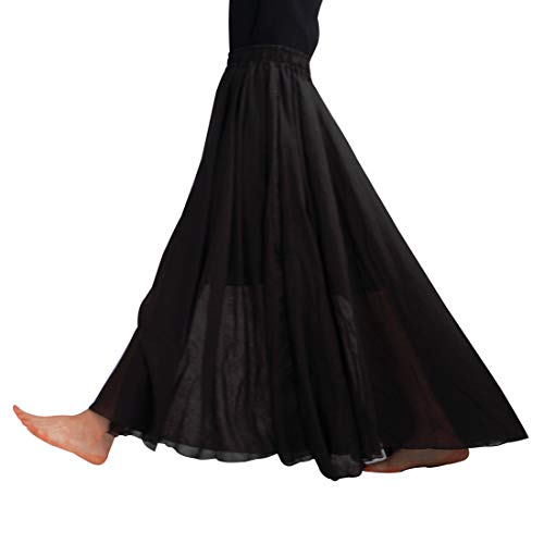 FEOYA Damen Maxi Rock Frauen Baumwolle Leinen Double Layer Elastische Taille Plissee Retro Lang Rock von FEOYA