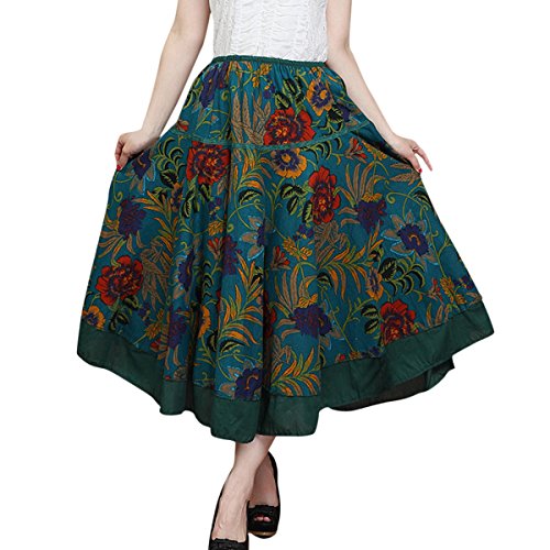 FEOYA Damen Retro Maxirock Elastische Taille Lang Rock Sommerrock Blumen Druck Festlich Rock Baumwolle Faltenrock für Cocktail Freizeit Urlaub FEOYA Damen Retro Maxirock Elastische Taille Lang Rock Sommerrock Blumen Druck Festlich Rock Baumwolle Faltenrock für Cocktail Freizeit Urlaub von FEOYA
