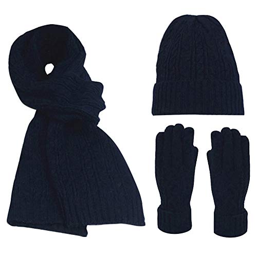 FEOYA Damen Stricken Mütze Schal Handschuh Set Wolle Dicke Beanie Schlauchschal für Herbst Winter von FEOYA