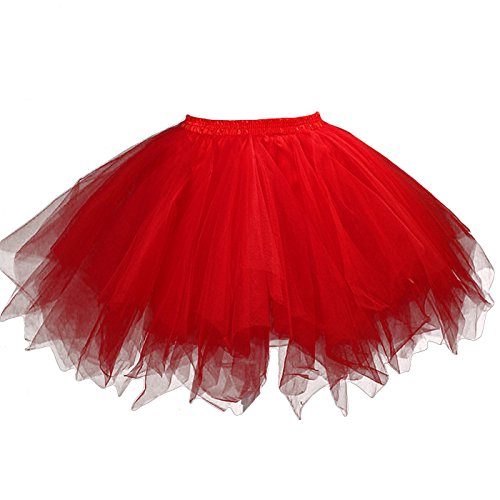 FEOYA Damen Tutu Unterkleid 50er Retro Petticoat Kurz Ballett Tanzkleid Party Minirock Mehrschichtige Tüllrock Tütü Cosplay Unterrock von FEOYA