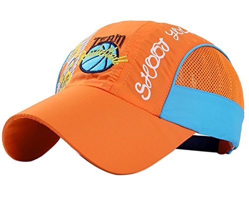 FEOYA Kinder Mütze Unisex Mädchen Jungen Chiffon Kappe Sport Sonnenhut Schnell Trocknend Baseball Cap Geblümt Sommer Hut UV Schutz Kinderhut Outdoor Kindermütze Größe 50-55cm - Orange von FEOYA