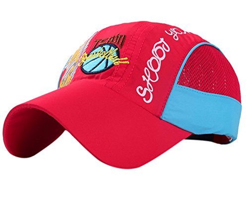 FEOYA Kinder Mütze Unisex Mädchen Jungen Chiffon Kappe Sport Sonnenhut Schnell Trocknend Baseball Cap Geblümt Sommer Hut UV Schutz Kinderhut Outdoor Kindermütze Größe 50-55cm - Rot von Panegy