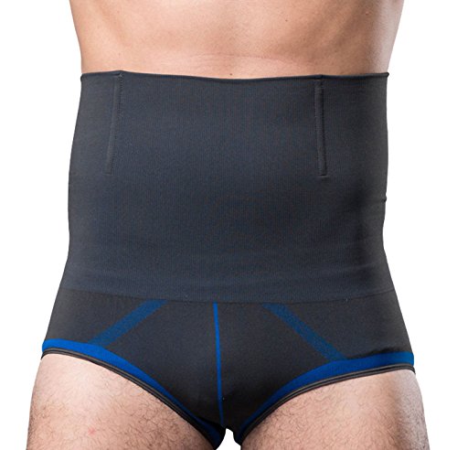 FEOYA Hohe Taille Figurformende Herren Unterhose Bauchweg Unterwäsche Funktionswäsche Shapewear Slip - Kompression im Bauchbereich - Blau 2XL von FEOYA