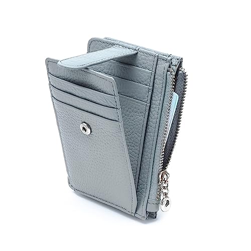 Fependu Schlanke Geldbörse für Damen, dünner Kartenhalter, RFID-blockierend, echtes Leder, kleine Geldbörsen, C6-hellblau, Small, Schlanke Brieftasche von Fependu