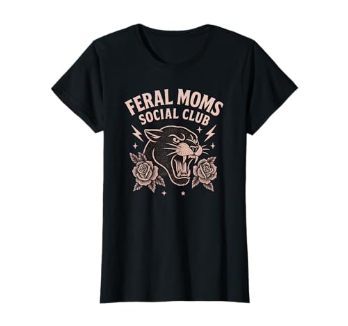 Damen Kunst mit Pantherrosen im Social Club von Feral Moms T-Shirt Damen Kunst mit Pantherrosen im Social Club von Feral Moms T-Shirt von Feral Moms Panther Club