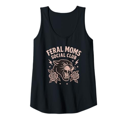 Damen Kunst mit Pantherrosen im Social Club von Feral Moms Tank Top von Feral Moms Panther Club