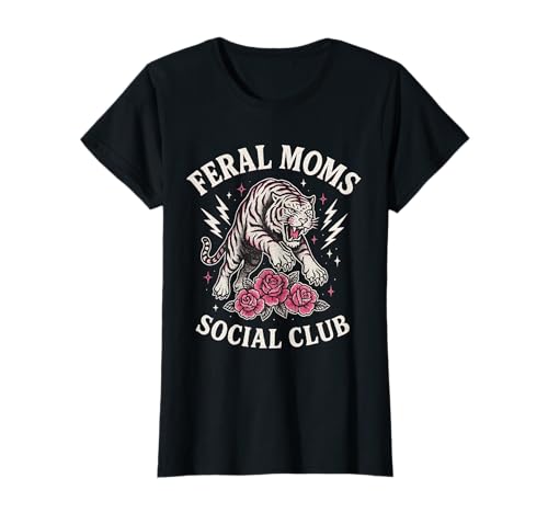 Damen Feral Moms Social Club, Dämonenkunst mit Wilden Frauen T-Shirt Damen Feral Moms Social Club, Dämonenkunst mit Wilden Frauen T-Shirt von Feral Moms Social Club Apparel