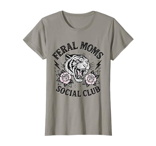 Damen Feral Moms Social Club Wild Tiger Grafik T-Shirt Damen Feral Moms Social Club Wild Tiger Grafik T-Shirt von Feral Moms Social Club Wild Mom Apparel