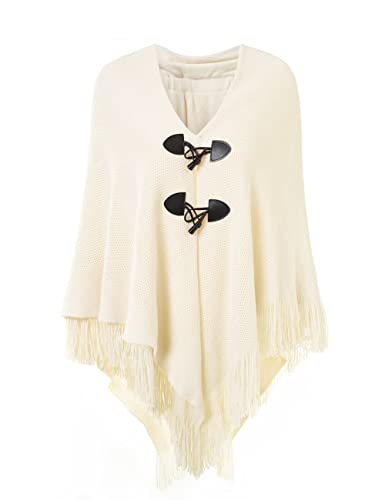 Ferand Damen Poncho Locker sitzender Cape Schal mit offener Vorderseite für Herbst und Winter - One Size - Beige von Ferand