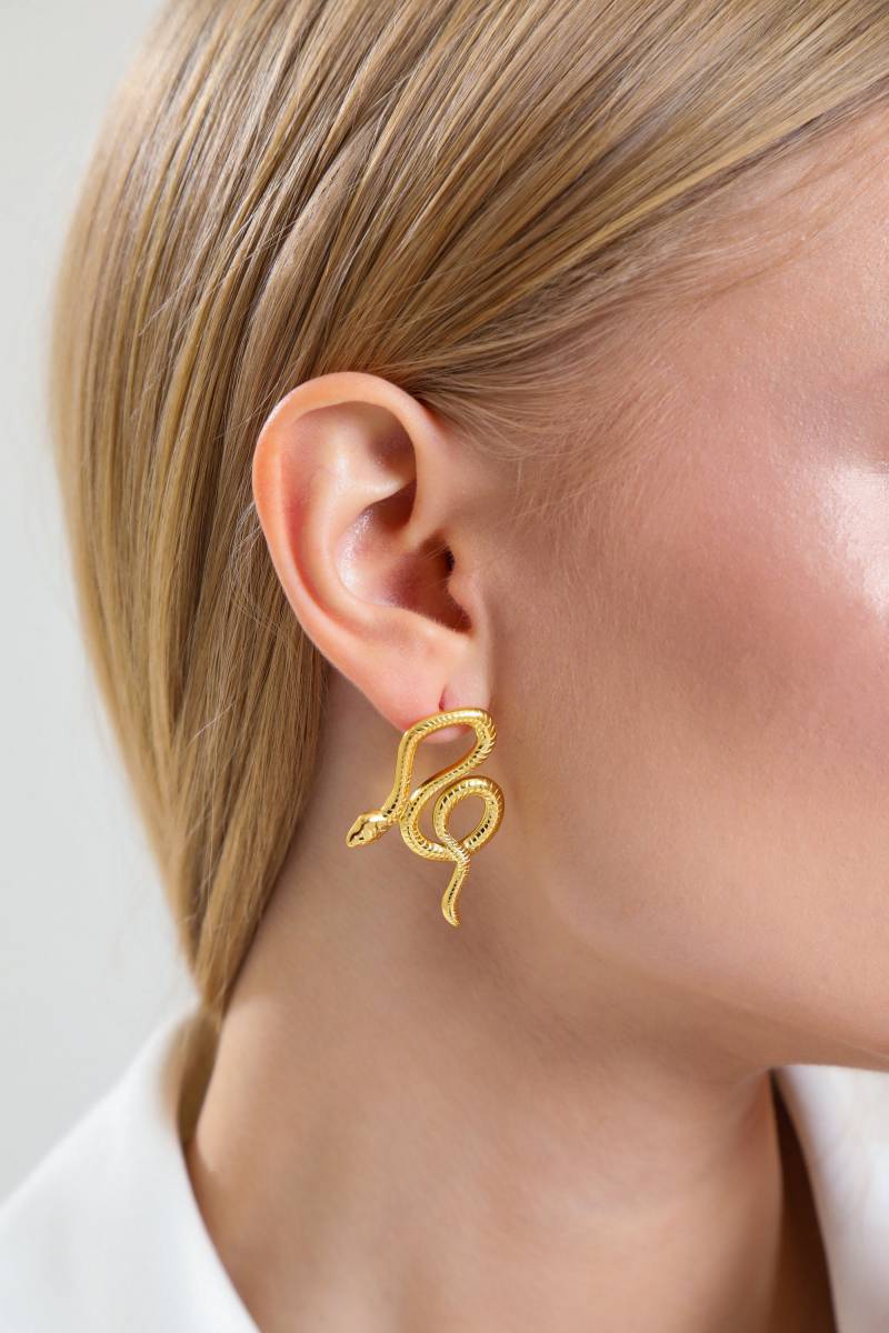 14K Gold Schlange Ohrringe, Ohrstecker, Knorpel Ohrring, Python Tier Geschenk Für Mama von FerayeLondon