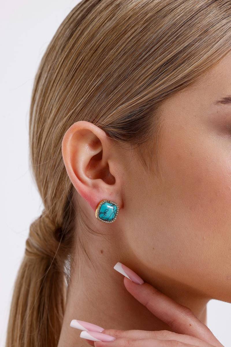Elegante Türkis Stein Ohrringe, Ohrstecker, Edelstein Ohrring Stilvolle Schmuck Für Frauen, Perfekte Geschenk Sie von FerayeLondon