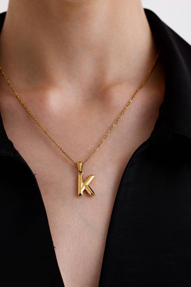 K Buchstabe Halskette-Tiny Gold Initialen Halskette-K Schmuck-Minimalistisch Halskette-Schwarzer Freitag, Weihnachtsgeschenk Für Sie von FerayeLondon