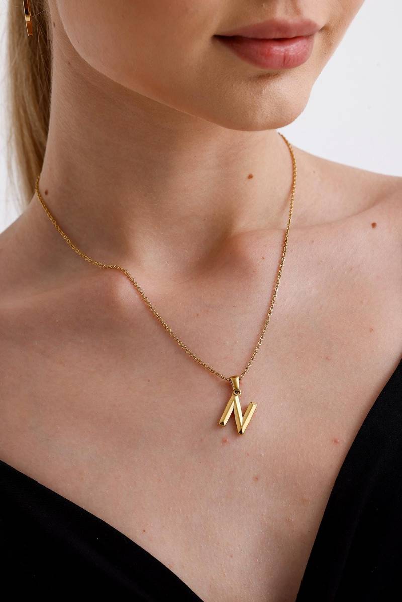 N Buchstabe Halskette-Tiny Gold Initialen Halskette-N Schmuck-Minimalistisch Halskette-Schwarzer Freitag, Weihnachtsgeschenk Für Sie von FerayeLondon