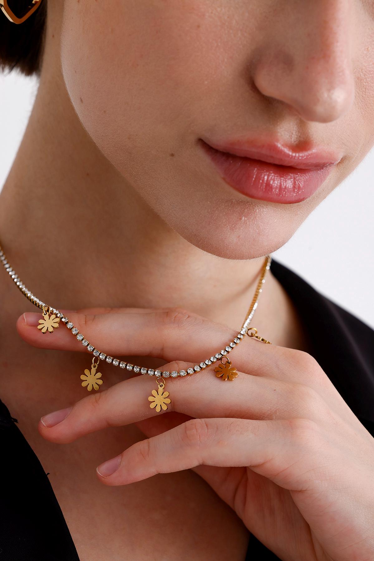 Winzige Blumenhalskette, 14K Glänzende Blumenkette, Blumenkettenhalskette, Gold Filled Layering Geschenk Für Weihnachten von FerayeLondon