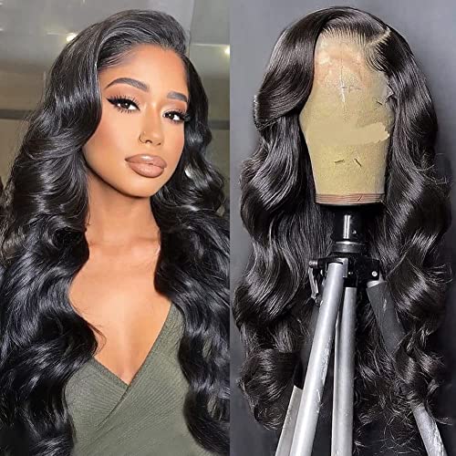 Fereowth 13x4 Lace Front Wigs Body Wave Human Hair Wig, Natürliche Welle Echthaar Perücke für Damen Schwarz Perücken 100% Brasilianisches Echthaar mit Babyhaar 180% Dichte 16 Zoll von Fereowth