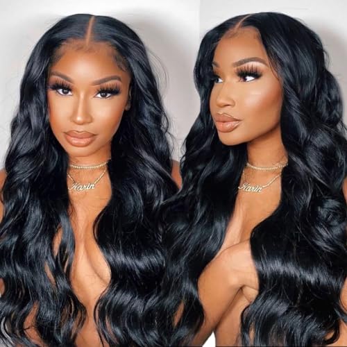 Fereowth 13x4 Lace Front Wigs Body Wave Human Hair Wig, Natürliche Welle Echthaar Perücke für Damen Schwarz Perücken 100% Brasilianisches Echthaar mit Babyhaar 180% Dichte 20 Zoll von Fereowth