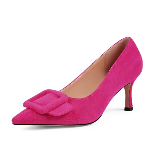 Fericzot Damen Stiletto High Heel Pumps Hochzeit Party Geschlossene Klassische Kleid Heeded Schuhe mit Quadratischer Schnalle, Hot Pink, 7 cm, 42 EU Fericzot Damen Stiletto High Heel Pumps Hochzeit Party Geschlossene Klassische Kleid Heeded Schuhe mit Quadratischer Schnalle, Hot Pink, 7 cm, 42 EU von Fericzot