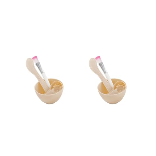 2 Set 4 Stück/Set Gesichtspinsel Schüssel Löffel Kit Bar DIY Beauty Tool Hautpflege hausgemachtes Mischzubehör Professioneller Salon Beige von Feriuzymix