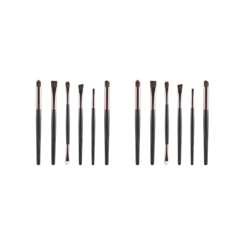 2 Set 6 weiche synthetische Lidschatten-Make-up-Pinsel-Set für Lidschatten, Eyeliner, schwarzer Kaffee von Feriuzymix