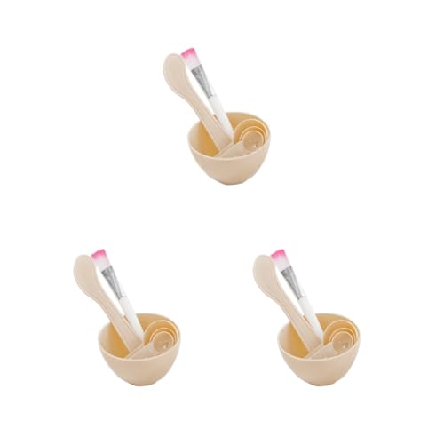 3 Set 4 Stück/Set Gesichtspinsel Schüssel Löffel Kit Bar DIY Beauty Tool Hautpflege hausgemachtes Mischzubehör Professioneller Salon Beige von Feriuzymix