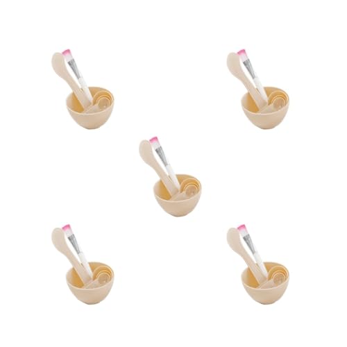 5 Set 4 Stück/Set Gesichtsbürste Schüssel Löffel Kit Bar DIY Beauty Werkzeug Hautpflege hausgemachtes Mischzubehör Professioneller Salon Beige von Feriuzymix
