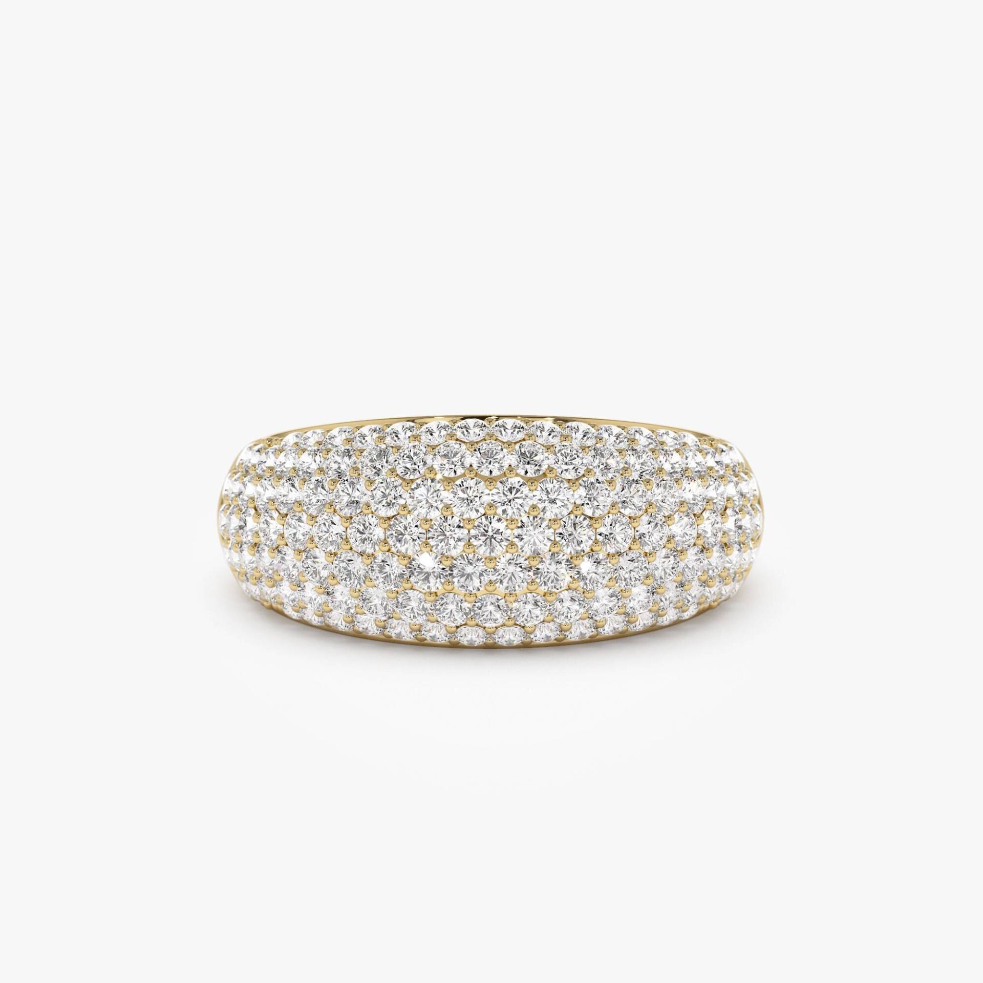 14K Dome Pave Diamantring 0, 99 Ctw, Chunky Einstellung Siegelband, 1statement Ring, Jubiläumsgeschenk Für Sie, Komplizierter von FerkosFineJewelry