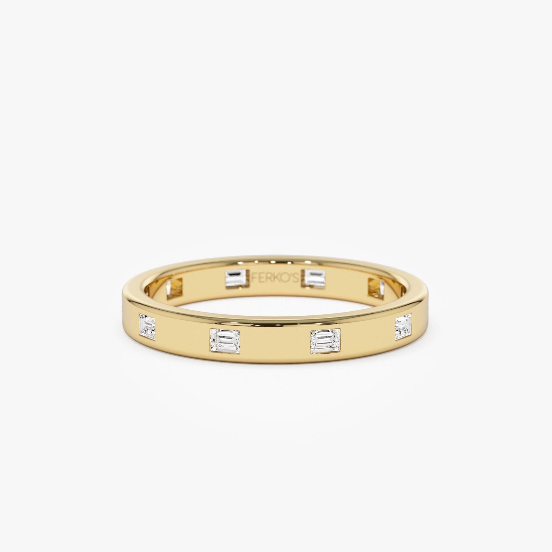 14K Gold Baguetteschliff Full Eternity Flush Setting Diamant-Ehering, Baguette-Diamant-Stapelring, Statement-Diamantring Für Frauen von FerkosFineJewelry