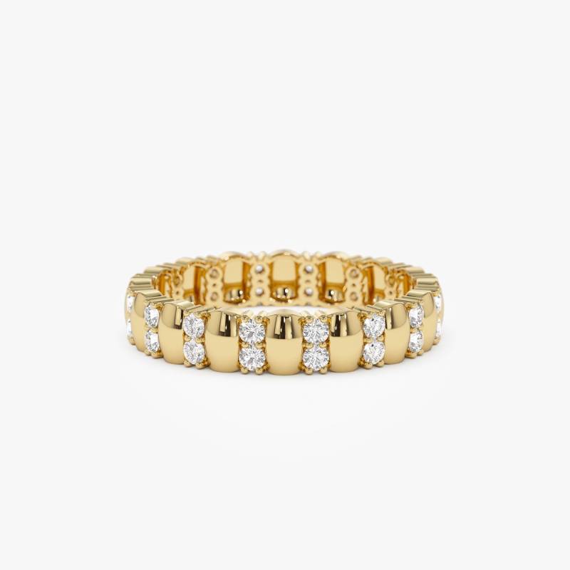 14K Gold Diamant Eternity Ring, Zweireihig Voller Jubiläumsring, 18K Handgemachter Einzigartiger Ehering von FerkosFineJewelry