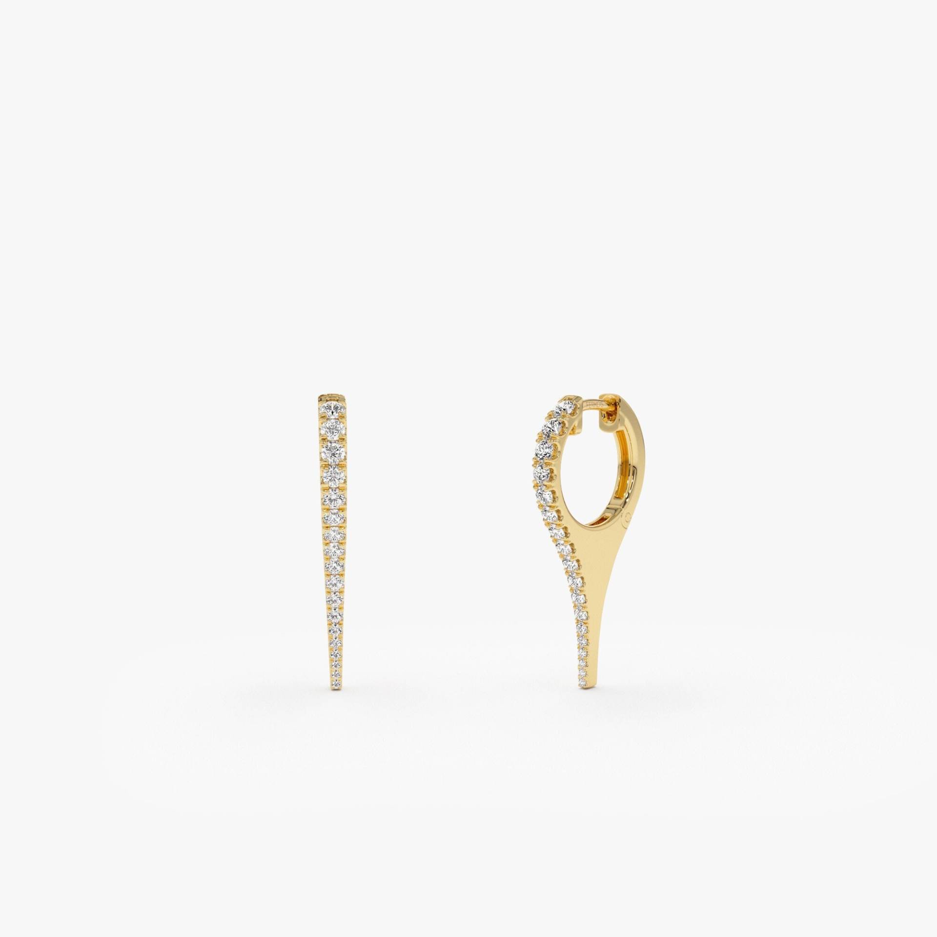 14K Gold Diamant Ohrringe Klein/Spike Huggie Mini Nadel Pave Setting Spitzen von FerkosFineJewelry