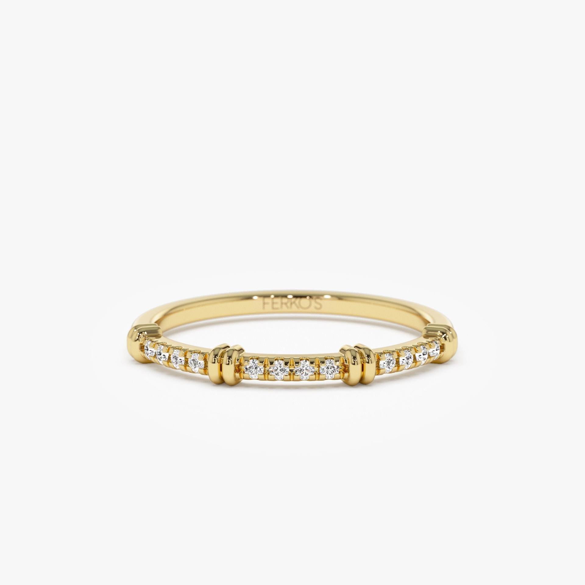 14K Gold Diamant Ring/Einzigartige Stapeln Ehering Pave Set Multi Stein Zierlicher von FerkosFineJewelry