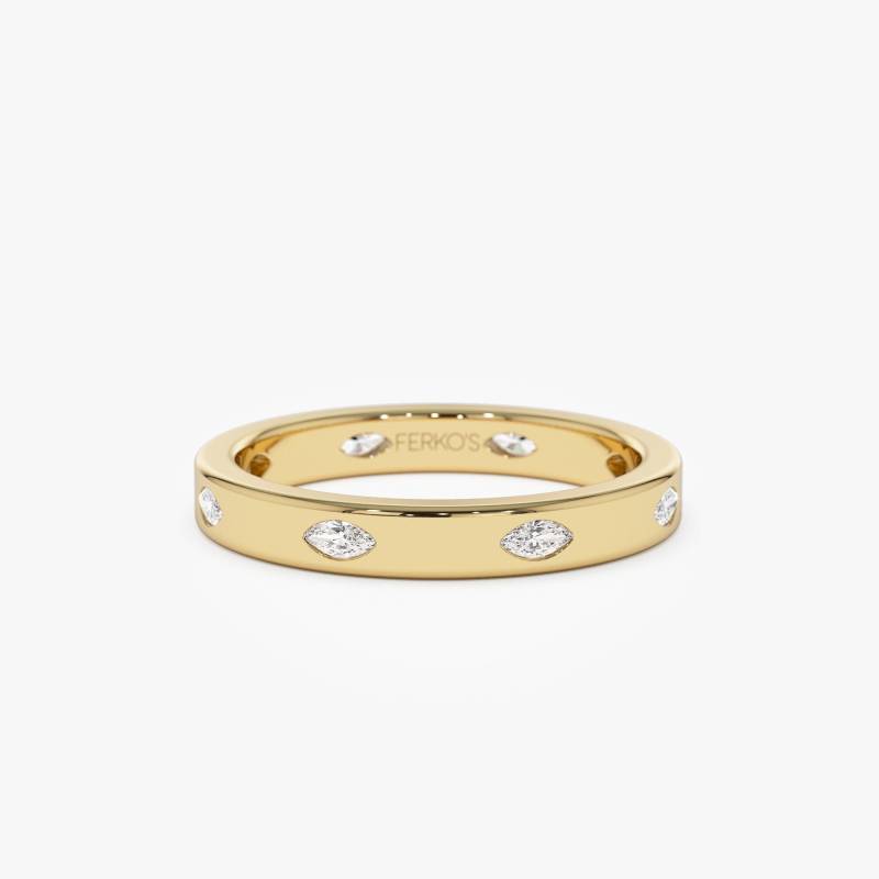 14K Gold Marquise Form Voll Eternity Flush Setting Diamant Ehering, Stapelring, Statement Diamantring Für Frauen von FerkosFineJewelry
