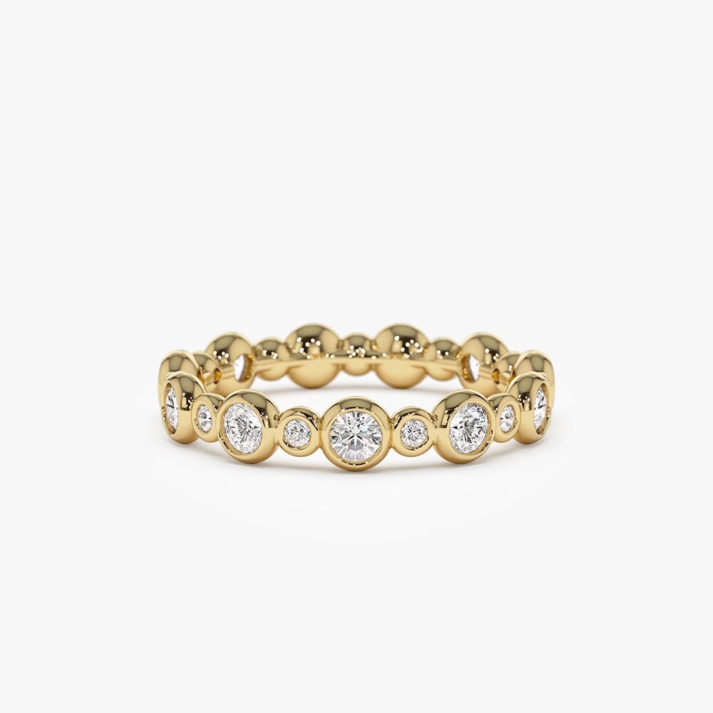 14K Massivgold Voll Eternity Diamant Ehering - Lünette Gesetzt Natürliche Runde Diamanten Mit Abwechselnden Größen Feiner Schmuck Auf Etsy Von Ferkos von FerkosFineJewelry