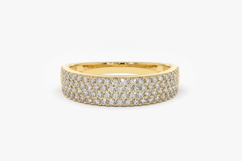 14K Solid Gold Halbe Ewigkeit 4 Reihig Micro Pave Ehering Für Frauen/Jubiläumsring Sie Einzigartiger Von Ferkos Fine Jewelry von FerkosFineJewelry