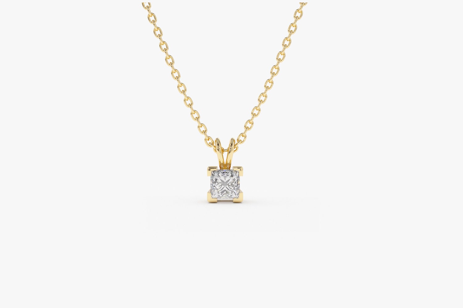 14K Solid Gold Princess Cut Diamant Solitär Halskette | 0, 25 Ctw von FerkosFineJewelry