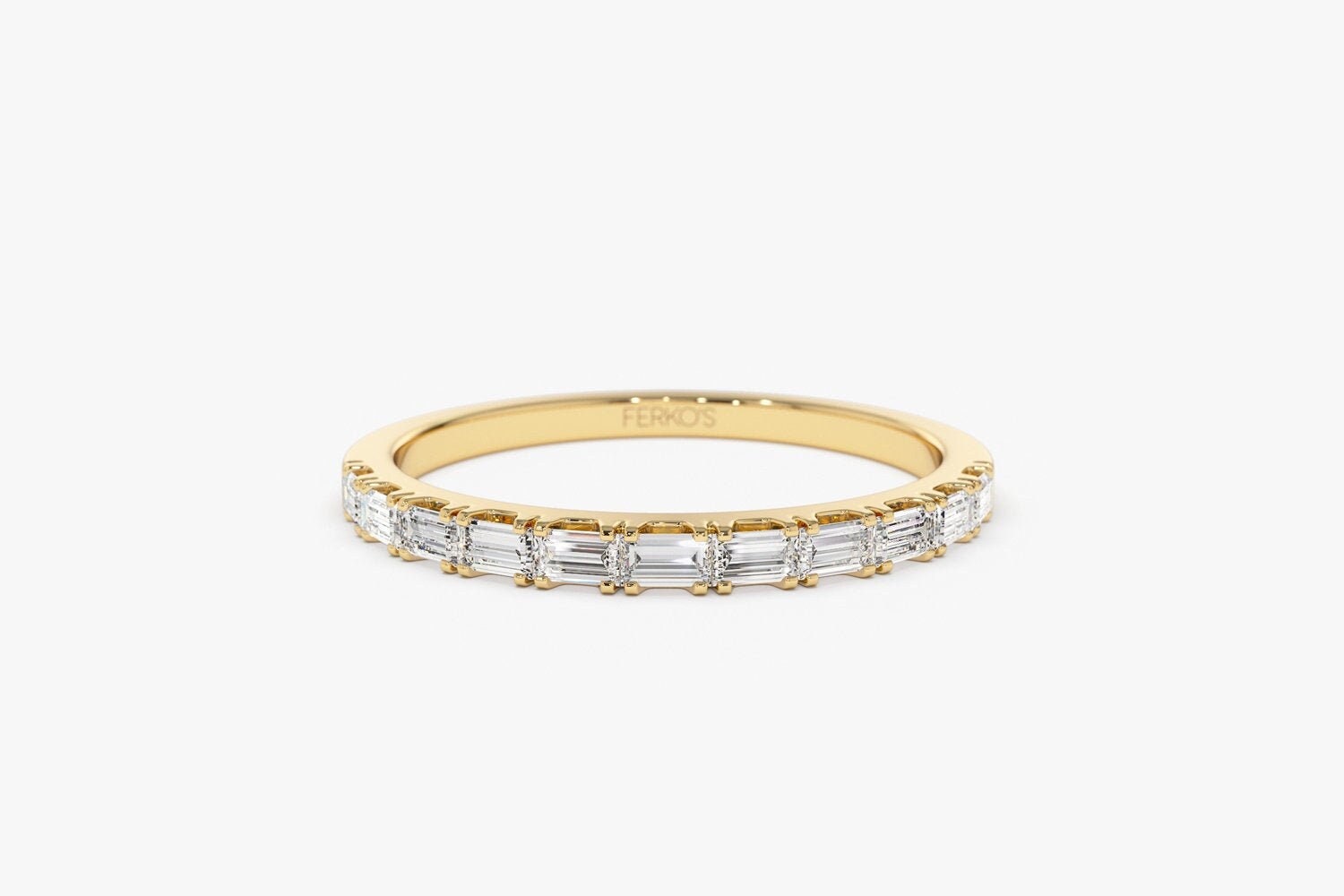 Baguette Diamant Ehering/14K Gold Stackable Ring Damen Jahrestag Geschenk Von Ferkos Fine Jewelry von FerkosFineJewelry