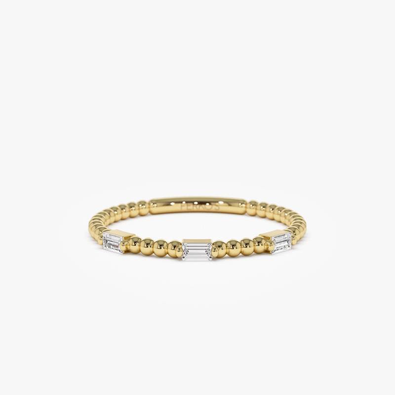 Baguette Diamant Ring/14K Gold Minimalist Perlen Einzigartiges Design Zierlicher Ehering Für Frauen Von Ferkos Fine Jewelry von FerkosFineJewelry