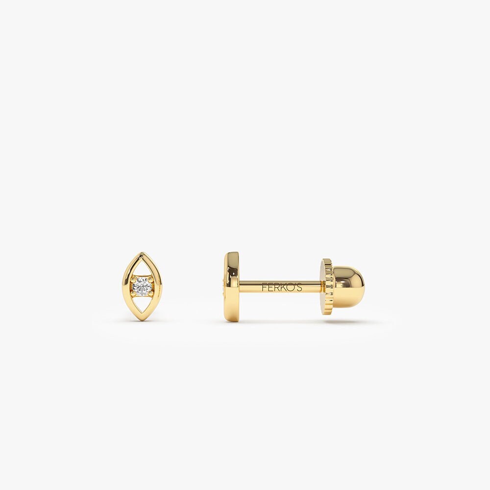 Diamant Böses Auge Helix Piercing Aus 585Er Gold/Knorpelpiercing Second Hole Screw Back Bolzen Von Ferkos Fine Jewelry von FerkosFineJewelry