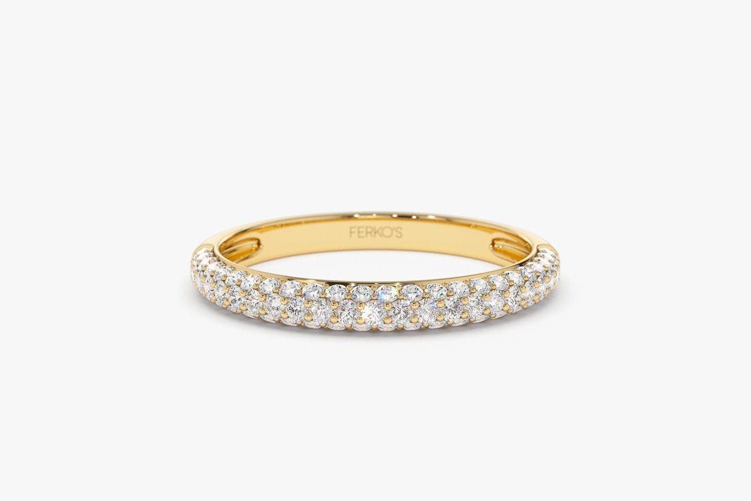 Diamant Ehering/14K Gold 3 Reihige Halbe Ewigkeit Band Micro Pave Zierlicher Multi Stein Brautring Ferkos Feiner Schmuck von FerkosFineJewelry