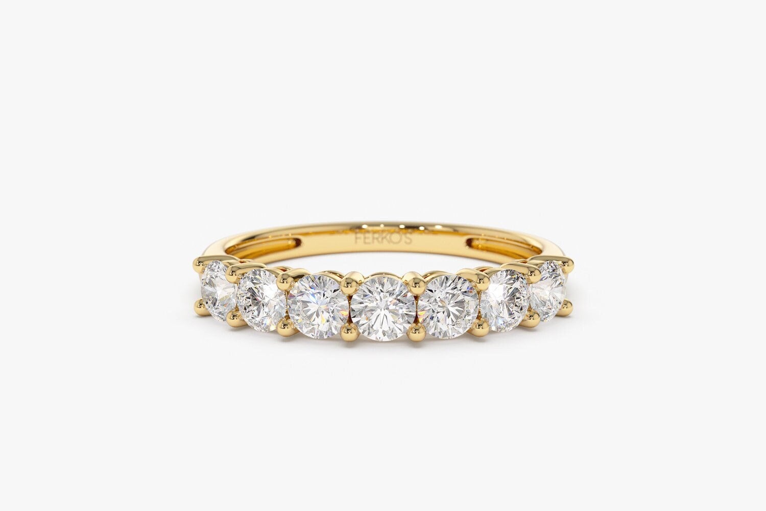 Diamant Ehering/14K Gold 7 Stein Korbfassung Geteilte Kralle 0.70Ctw Frauen Jubiläumsring Brautschmuck Von Ferkos Fine Jewelry von FerkosFineJewelry