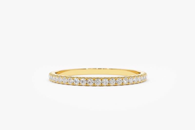 Diamant Eternity Band/14K Gelbgold 1, 5 Mm Micro Pave Ehering Jubiläumsring von FerkosFineJewelry